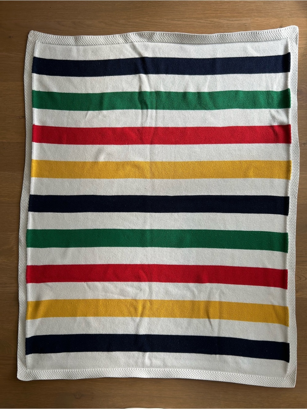 Hudson’s Bay Baby Blanket Wool Blend Multistripe Knit 29x36